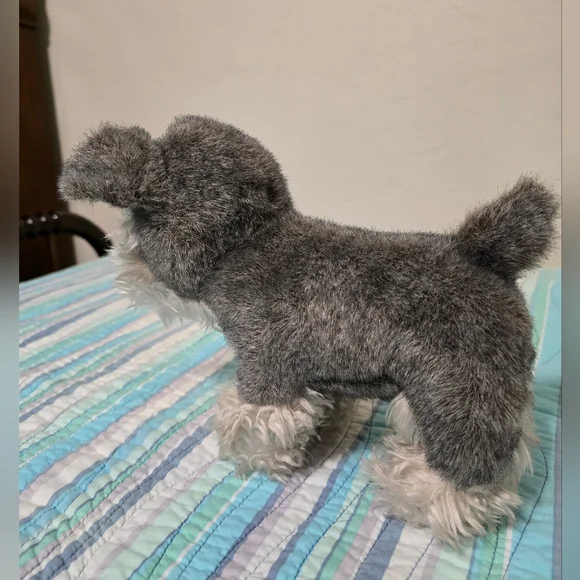 Terrier Dog Gray & White Plush Schnauzer Stuffed Animal - Picture 3 of 5